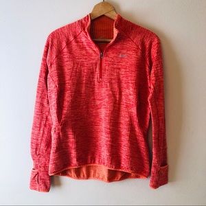 Nike Dri-Fit 1/4 Zip Orange Top w/ Thumb Holes M.